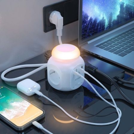 Aisens Regleta de Enchufes Multifunción con 4 Tomas, USB-C 20W, 2xUSB-A y Luz Nocturna, Blanco Aisens Regleta de Enchufes Multifunción con 4 Tomas, USB-C 20W, 2xUSB-A y Luz Nocturna, Blanco